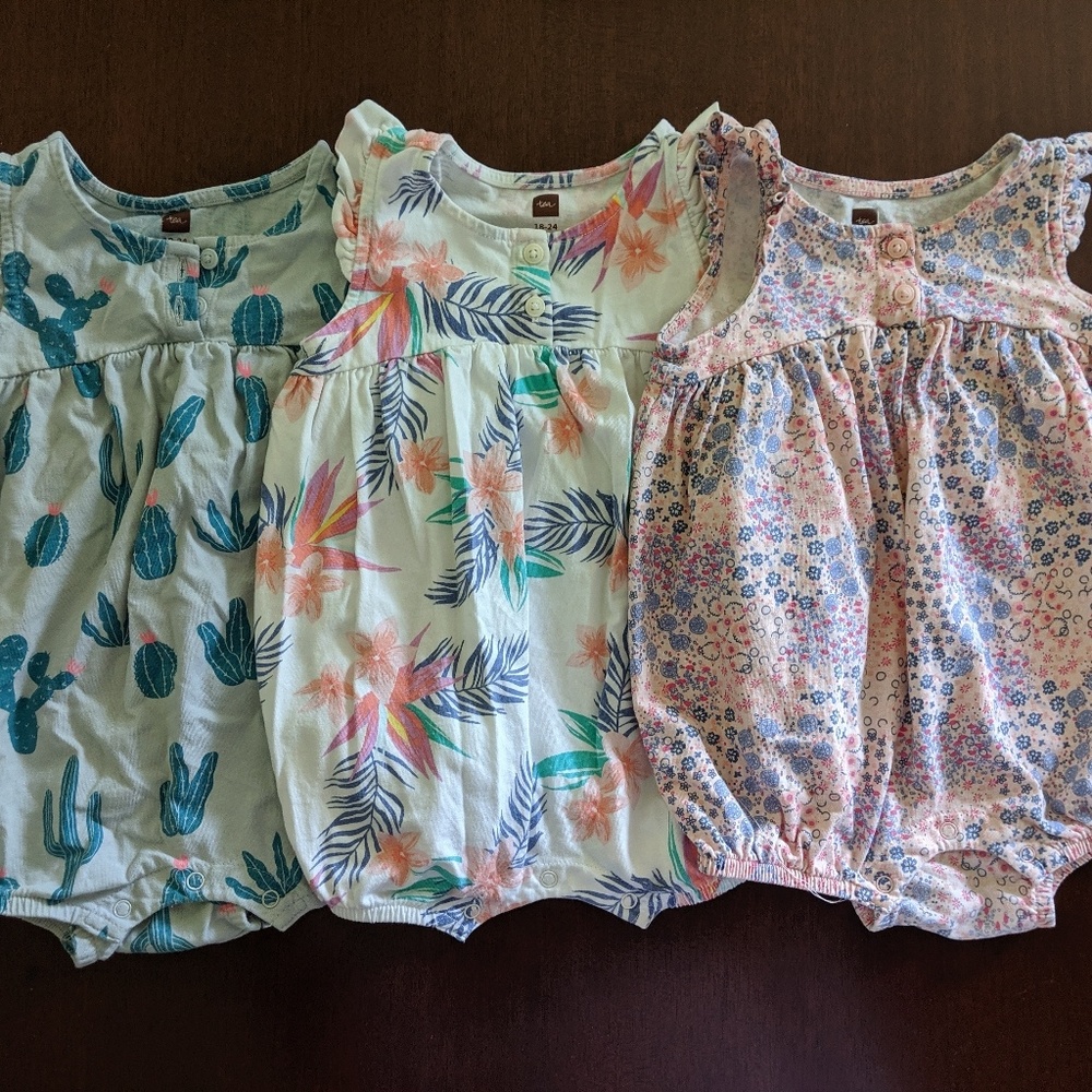 Baby girl tea collection romper lot
